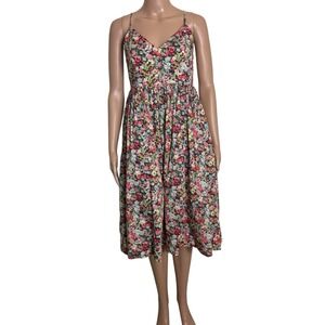J.CREW LIBERTY Women's Sz 2 Lace-Up Pleated Thorpe Floral Midi Sundress Lined